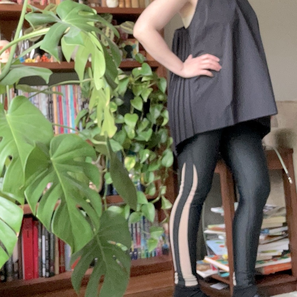 Carbon38 mesh blocked high waisted full length leggings